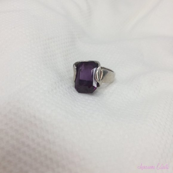 Handcrafted Silver Free-Form Color-Changing Sapphire Ring - Sz 6 - Picture 8 of 13